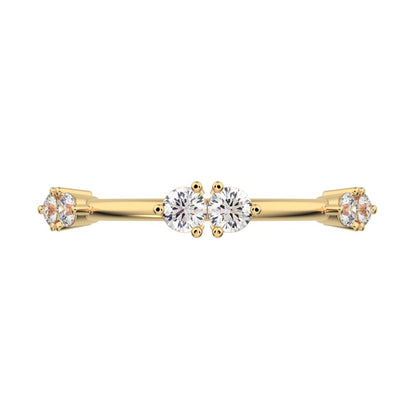 0.24Ct Round Cut Simulated Clear Diamond Minimalist Stackable eye knot simple light 14K / 18K Solid Yellow Gold everyday wedding band
