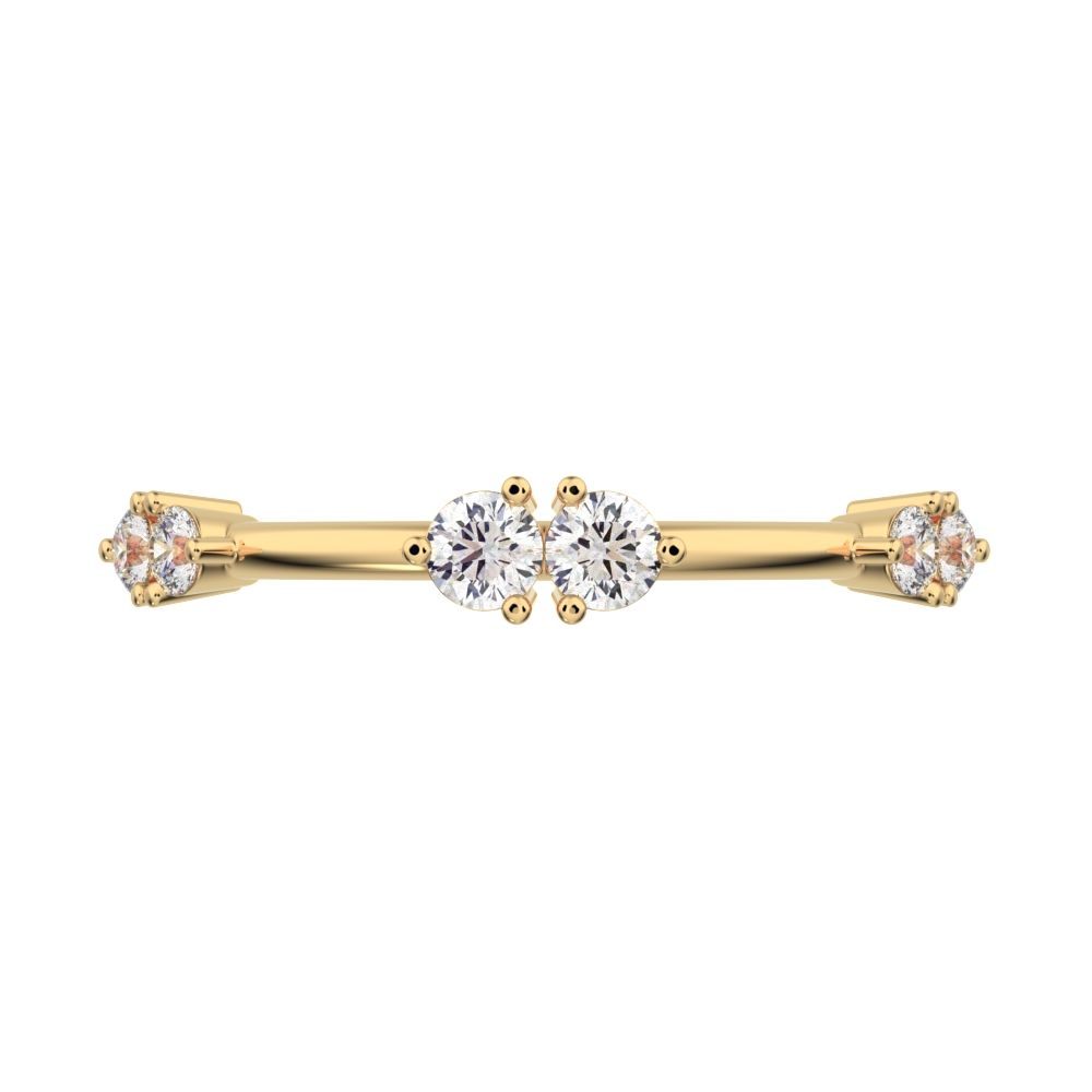 0.24 ct Round Cut Moissanite dainty Minimalist Stackable eye knot simple light 14K / 18K Solid Yellow Gold everyday wedding band
