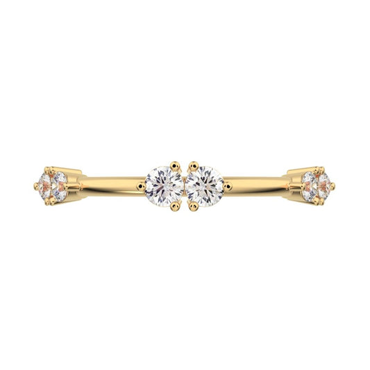 0.24 ct Round Cut Moissanite dainty Minimalist Stackable eye knot simple light 14K / 18K Solid Yellow Gold everyday wedding band