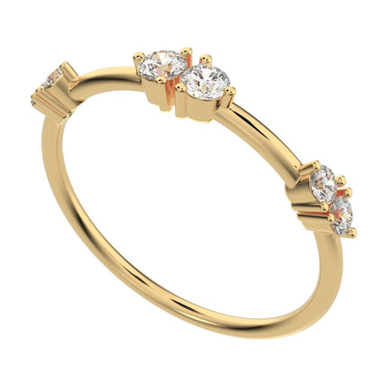 0.24Ct Round Cut Simulated Clear Diamond Minimalist Stackable eye knot simple light 14K / 18K Solid Yellow Gold everyday wedding band
