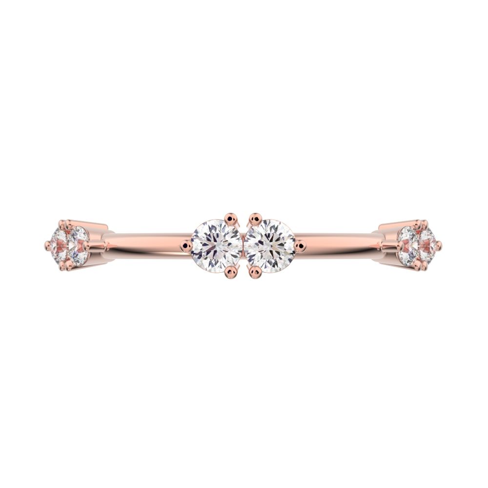 0.24 ct Round Cut Simulated Clear Diamond dainty Minimalist Stackable eye knot simple light 14K / 18K Solid Rose Gold everyday wedding band