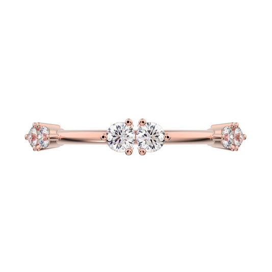 0.24 ct Round Cut Moissanite dainty Minimalist Stackable eye knot simple light 14K / 18K Solid Rose Gold everyday wedding band