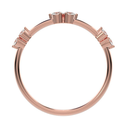 0.24 ct Round Cut Simulated Clear Diamond dainty Minimalist Stackable eye knot simple light 14K / 18K Solid Rose Gold everyday wedding band