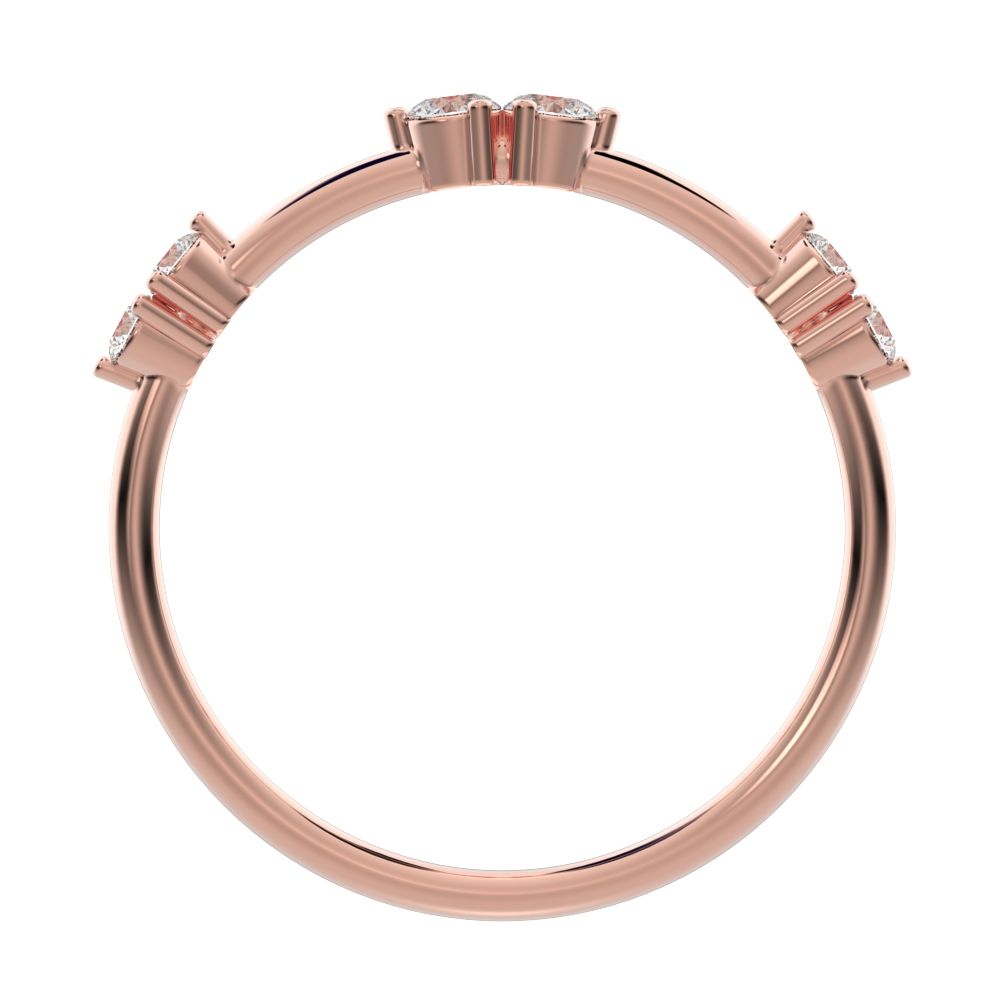 0.24 ct Round Cut Moissanite dainty Minimalist Stackable eye knot simple light 14K / 18K Solid Rose Gold everyday wedding band