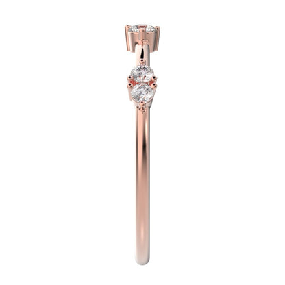 0.24 ct Round Cut Moissanite dainty Minimalist Stackable eye knot simple light 14K / 18K Solid Rose Gold everyday wedding band