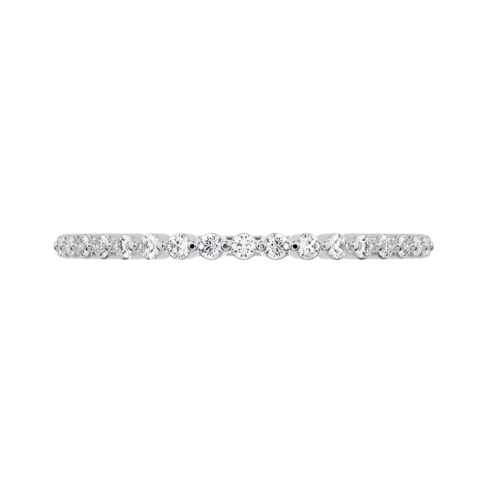 0.19 ct Round Cut Moissanite dainty Minimalist Stackable Arrow Half Eternity 14K / 18K Solid White Gold everyday wedding band