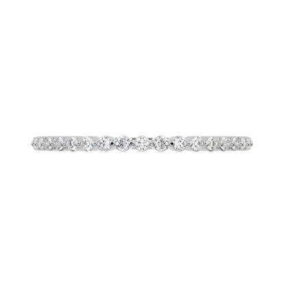 0.19 ct Round Cut Moissanite dainty Minimalist Stackable Arrow Half Eternity 14K / 18K Solid White Gold everyday wedding band