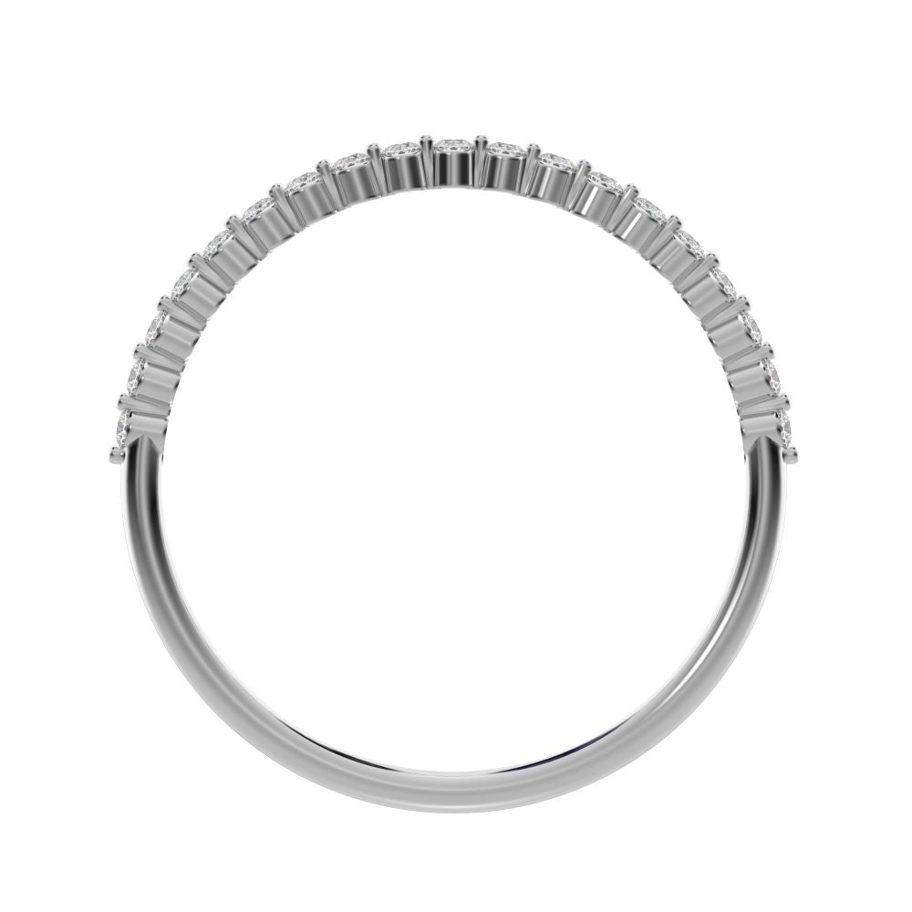 0.19 ct Round Cut Simulated Clear Diamond dainty Minimalist Stackable Arrow Half Eternity 14K / 18K Solid White Gold everyday wedding band