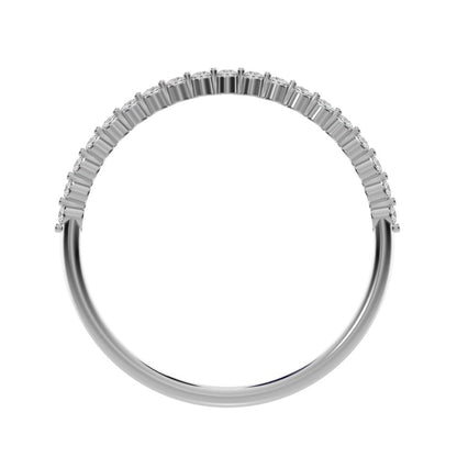 0.19 ct Round Cut Simulated Clear Diamond dainty Minimalist Stackable Arrow Half Eternity 14K / 18K Solid White Gold everyday wedding band