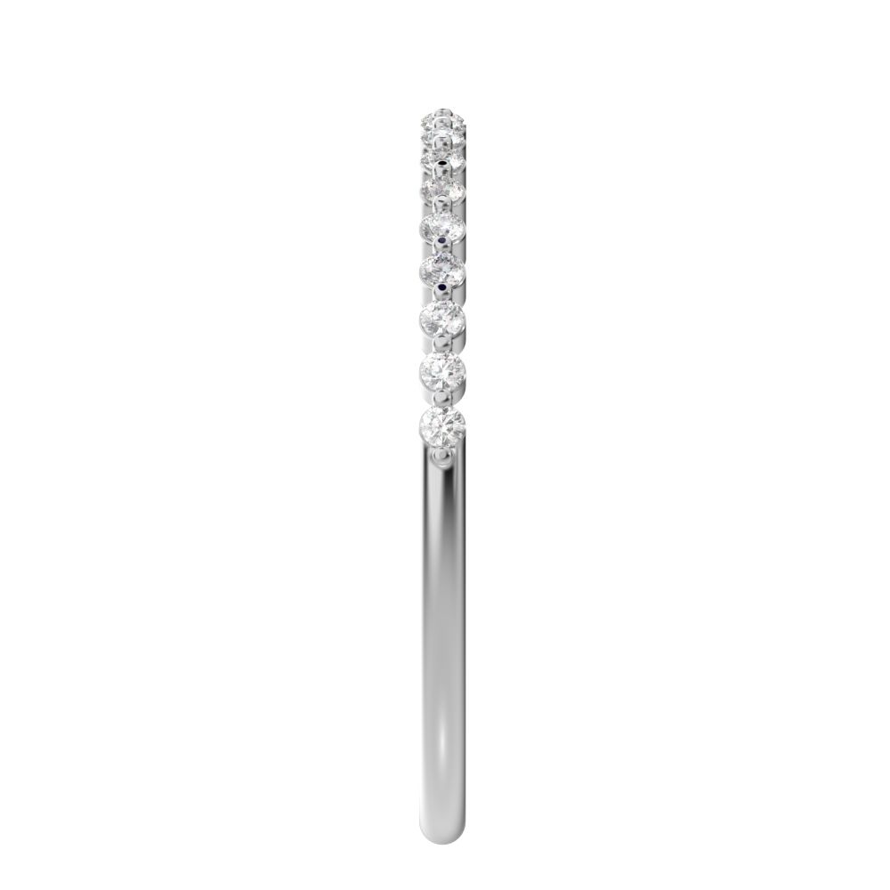 0.19 ct Round Cut Moissanite dainty Minimalist Stackable Arrow Half Eternity 14K / 18K Solid White Gold everyday wedding band