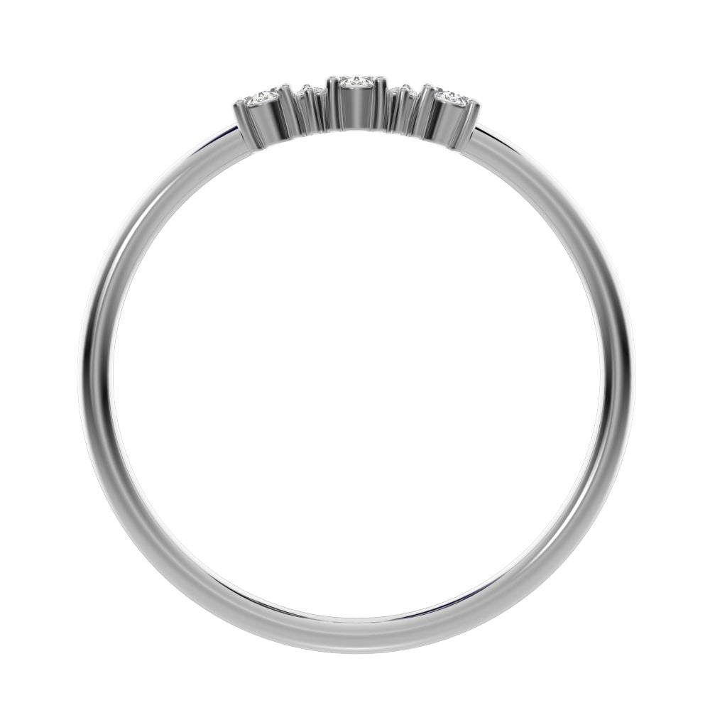 0.34 ct Oval Cut Moissanite dainty Minimalist Three-stone with accent Trilogy Stackable simple 14K / 18K Solid White Gold everyday ring