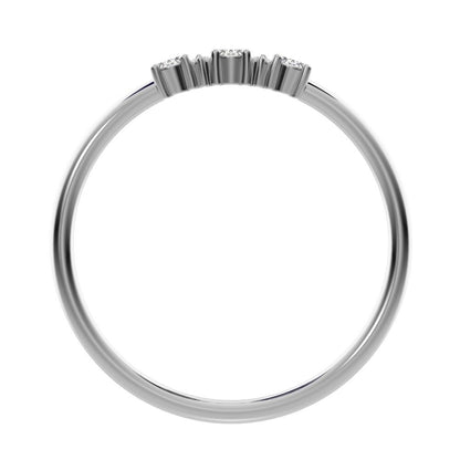 0.34 ct Oval Cut Moissanite dainty Minimalist Three-stone with accent Trilogy Stackable simple 14K / 18K Solid White Gold everyday ring