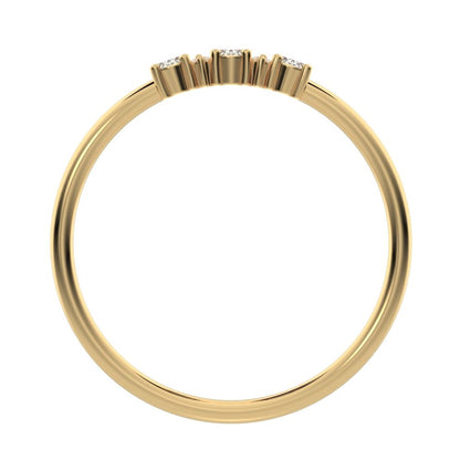 0.34Ct Oval Cut Simulated Clear Diamond Minimalist Three-stone with accent Stackable simple 14K / 18K Solid Yellow Gold everyday ring