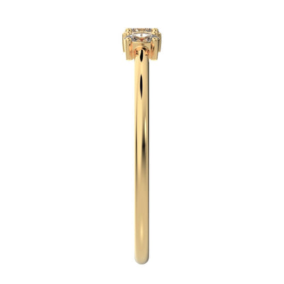 0.34 ct Oval Cut Moissanite dainty Minimalist Three-stone with accent Trilogy Stackable simple 14K / 18K Solid Yellow Gold everyday ring