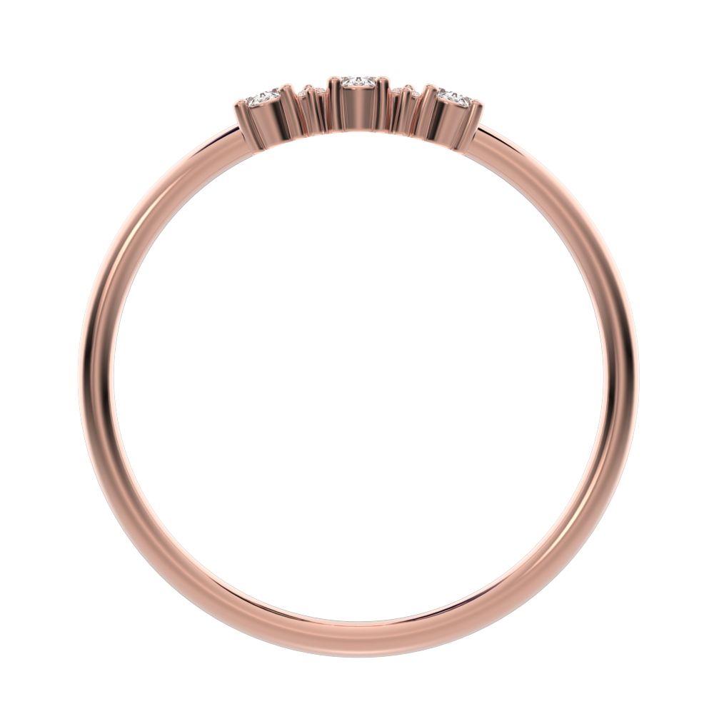 0.34 ct Oval Cut Moissanite dainty Minimalist Three-stone with accent Trilogy Stackable simple 14K / 18K Solid Rose Gold everyday ring