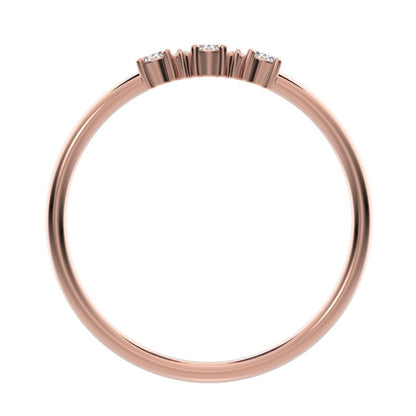 0.34 ct Oval Cut Moissanite dainty Minimalist Three-stone with accent Trilogy Stackable simple 14K / 18K Solid Rose Gold everyday ring