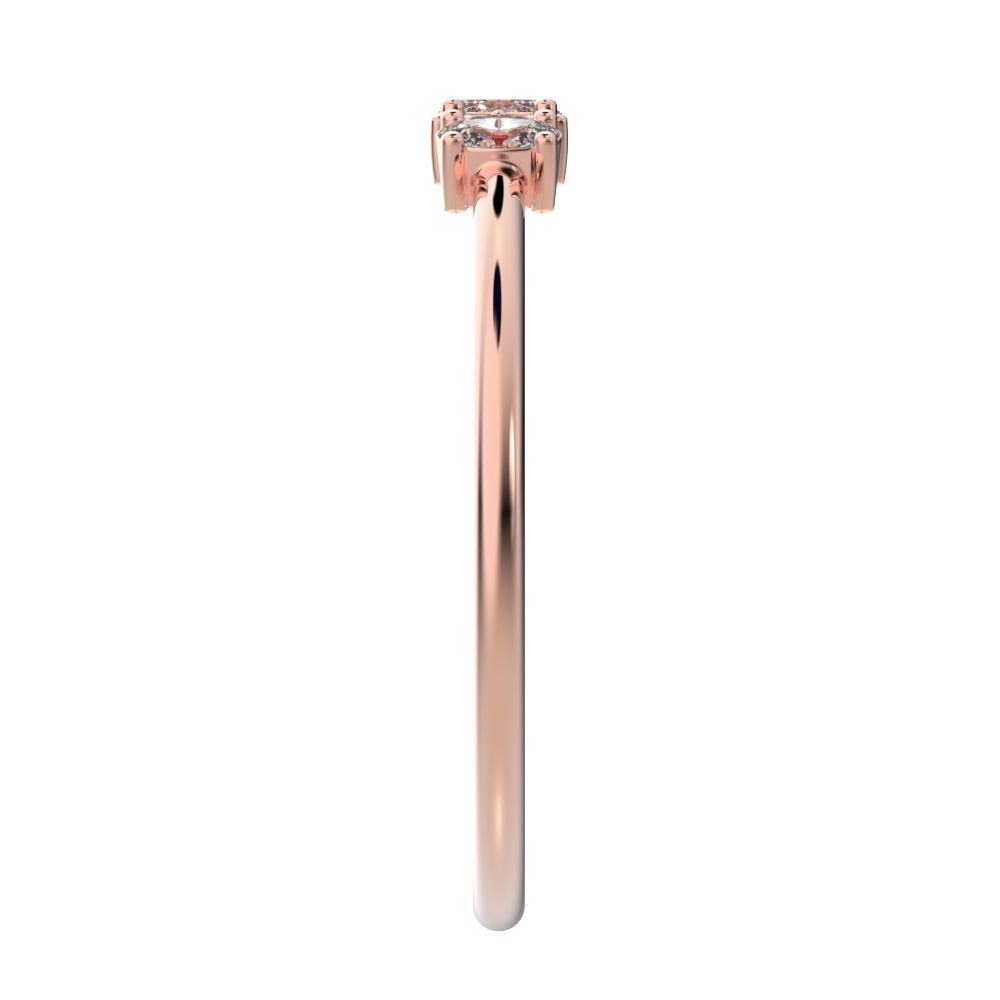 0.34 ct Oval Cut Moissanite dainty Minimalist Three-stone with accent Trilogy Stackable simple 14K / 18K Solid Rose Gold everyday ring