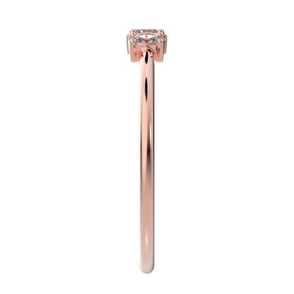0.34 ct Oval Cut Moissanite dainty Minimalist Three-stone with accent Trilogy Stackable simple 14K / 18K Solid Rose Gold everyday ring