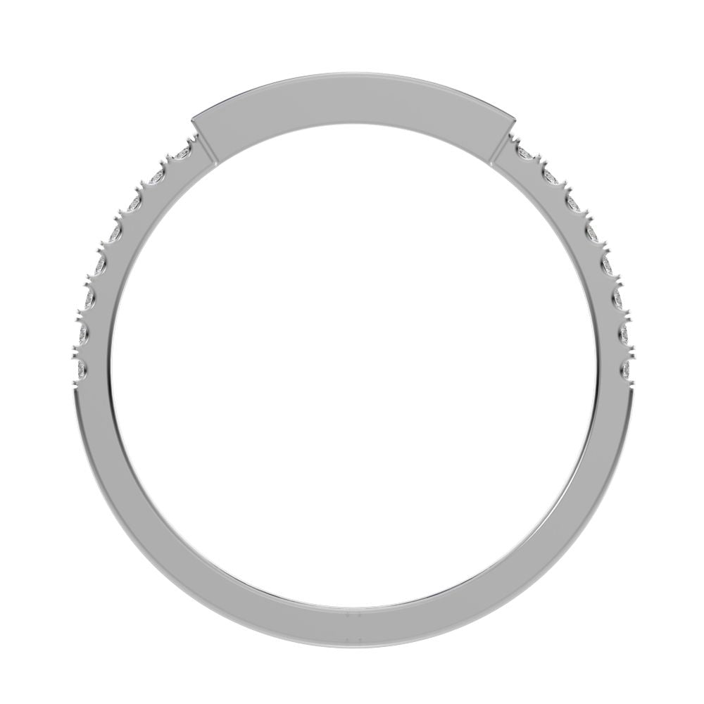 0.47Ct Baguette Cut Simulated Clear Diamond Channel Horizontal bar pave Stackable light 14K / 18K Solid White Gold everyday wedding band