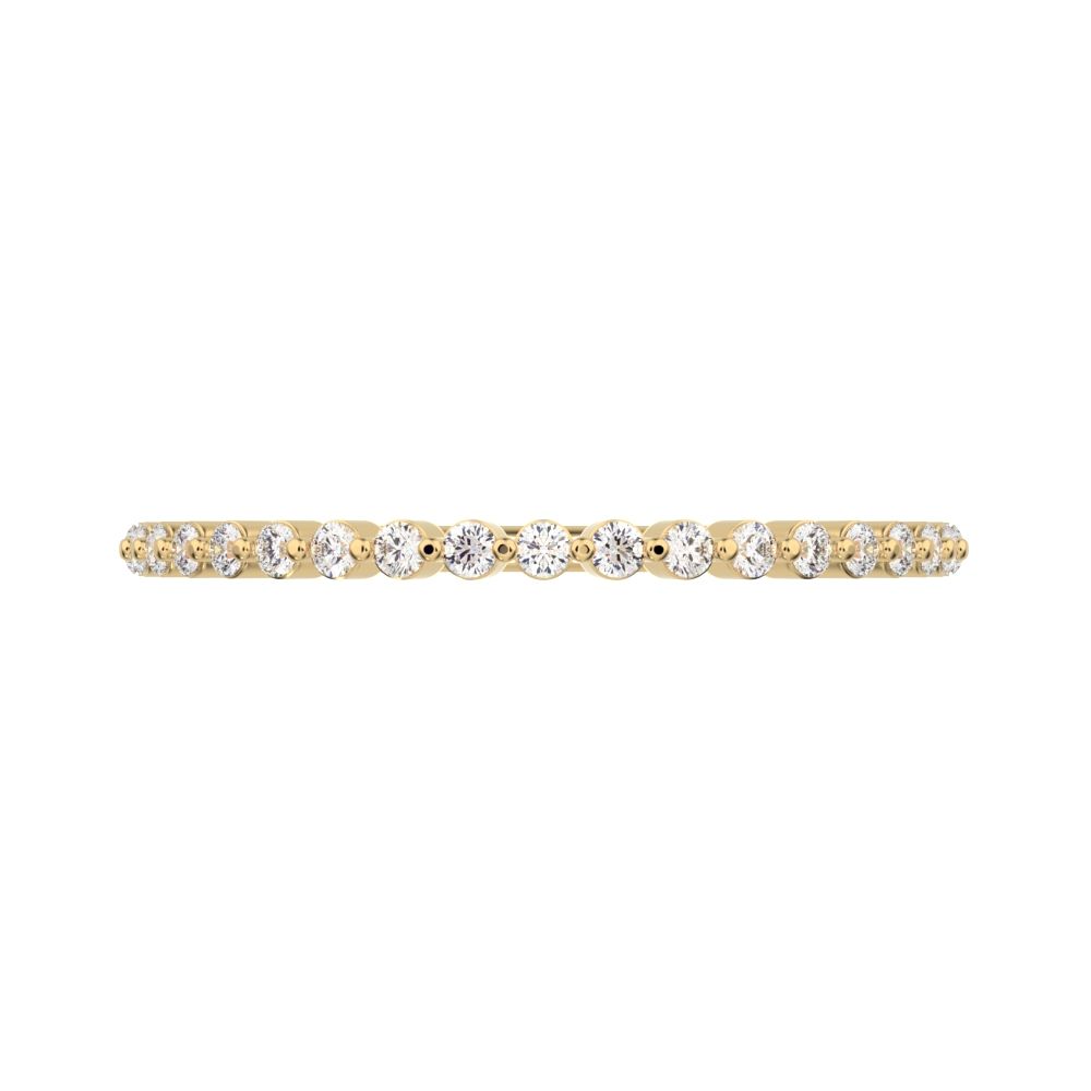 0.19 ct Round Cut Moissanite dainty Minimalist Stackable Arrow Half Eternity 14K / 18K Solid Yellow Gold everyday wedding band