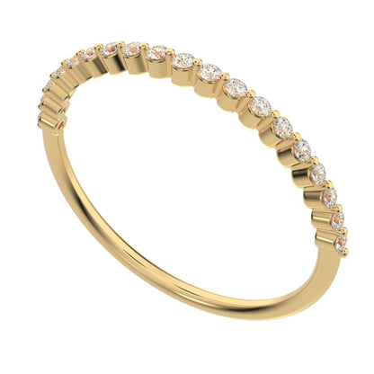 0.19 ct Round Cut Moissanite dainty Minimalist Stackable Arrow Half Eternity 14K / 18K Solid Yellow Gold everyday wedding band