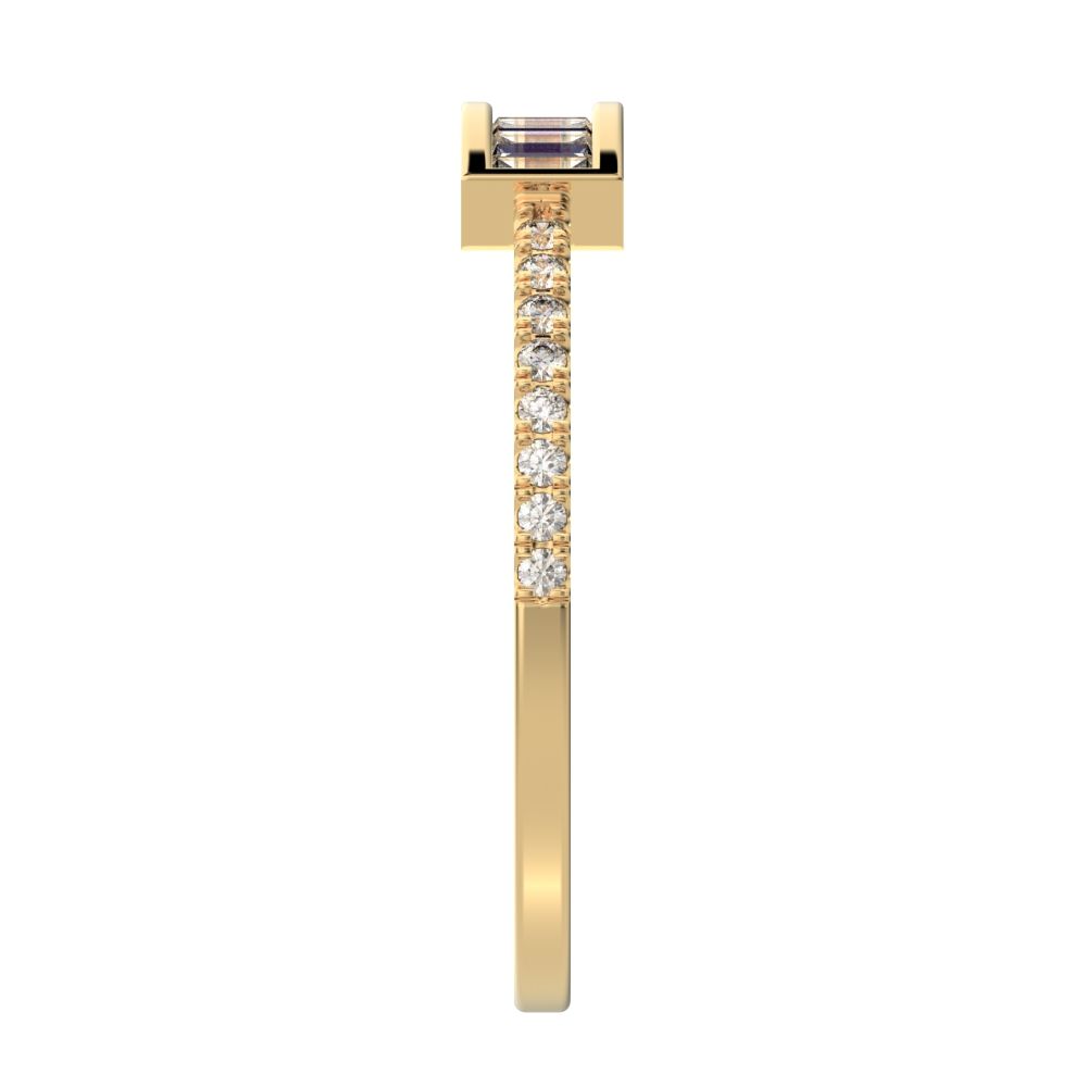 0.47Ct Baguette Cut Simulated Clear Diamond Channel Horizontal bar pave Stackable light 14K / 18K Solid Yellow Gold everyday wedding band
