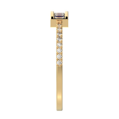 0.47Ct Baguette Cut Simulated Clear Diamond Channel Horizontal bar pave Stackable light 14K / 18K Solid Yellow Gold everyday wedding band