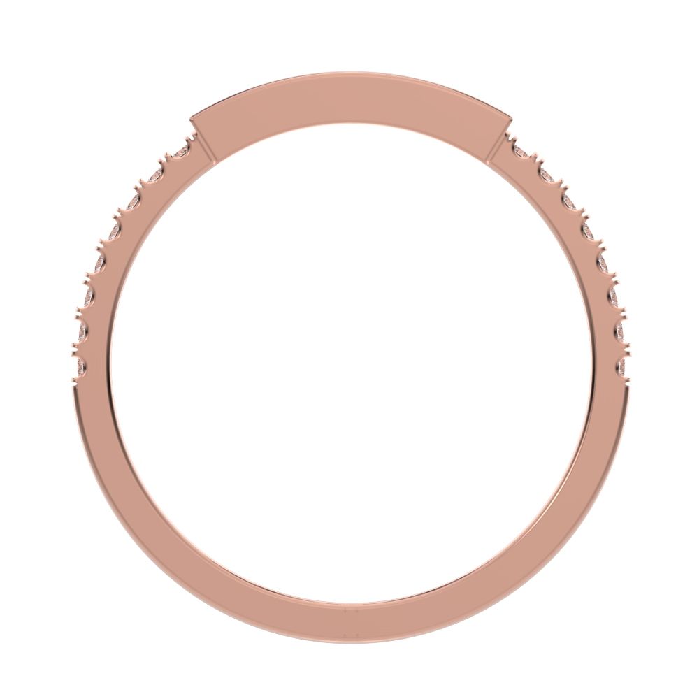 0.47Ct Baguette Cut Simulated Clear Diamond Channel Horizontal bar pave Stackable light 14K / 18K Solid Rose Gold everyday wedding band