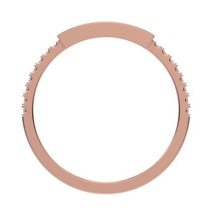 0.47Ct Baguette Cut Simulated Clear Diamond Channel Horizontal bar pave Stackable light 14K / 18K Solid Rose Gold everyday wedding band