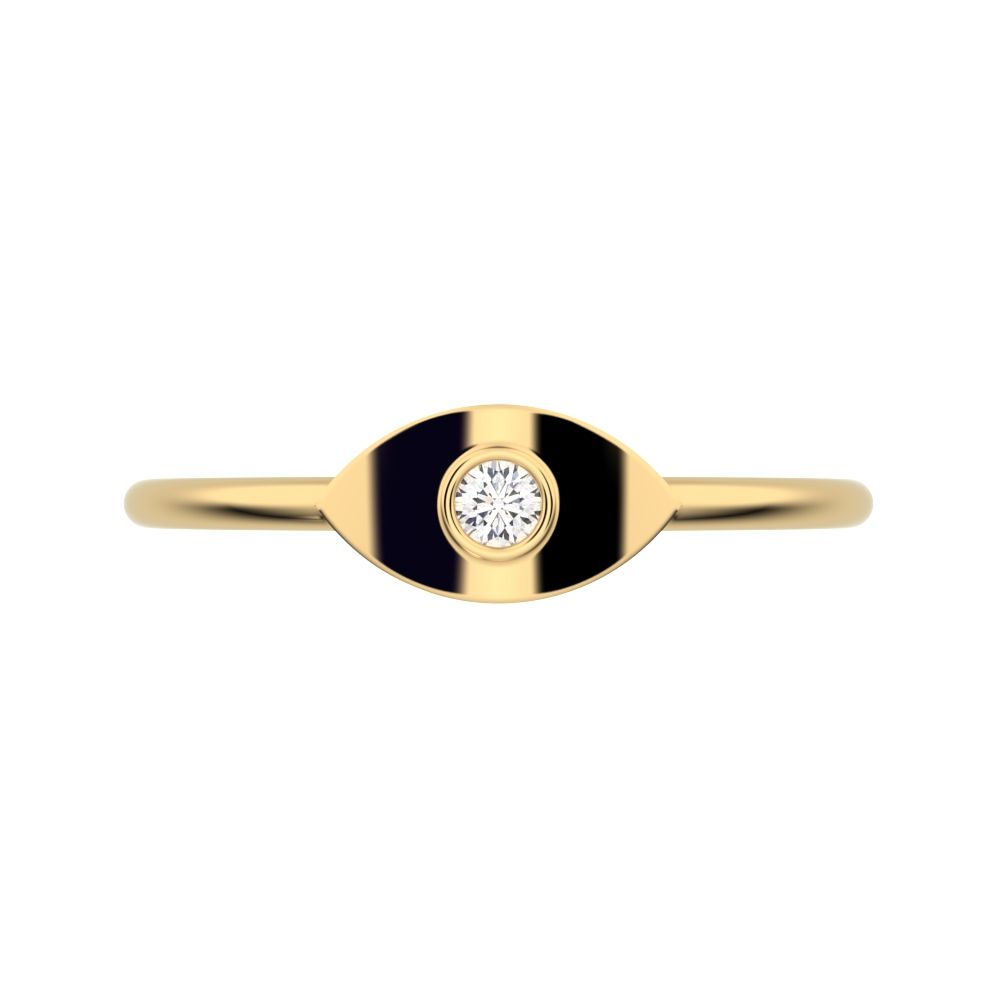0.03 ct Round Cut Moissanite dainty Minimalist eye bezel Marquise Light Timeless 14K / 18K Solid Yellow Gold everyday ring