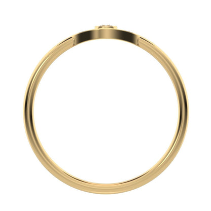 0.03 ct Round Cut Moissanite dainty Minimalist eye bezel Marquise Light Timeless 14K / 18K Solid Yellow Gold everyday ring