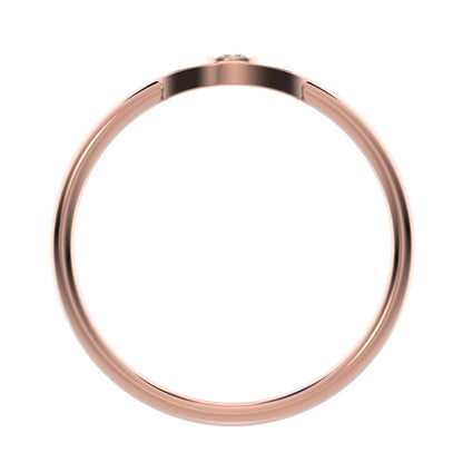 0.03 ct Round Cut Simulated Clear Diamond dainty Minimalist eye bezel Marquise Light Timeless 14K / 18K Solid Rose Gold everyday ring
