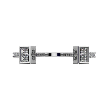 0.32Ct Baguette Cut Simulated Clear Diamond adjustable Stackable square Light Toi et Moi 14K / 18K Solid White Gold everyday wedding band