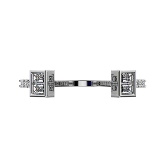 0.32Ct Baguette Cut Simulated Clear Diamond adjustable Stackable square Light Toi et Moi 14K / 18K Solid White Gold everyday wedding band
