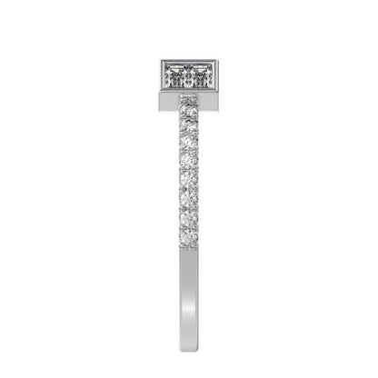 0.32Ct Baguette Cut Simulated Clear Diamond adjustable Stackable square Light Toi et Moi 14K / 18K Solid White Gold everyday wedding band