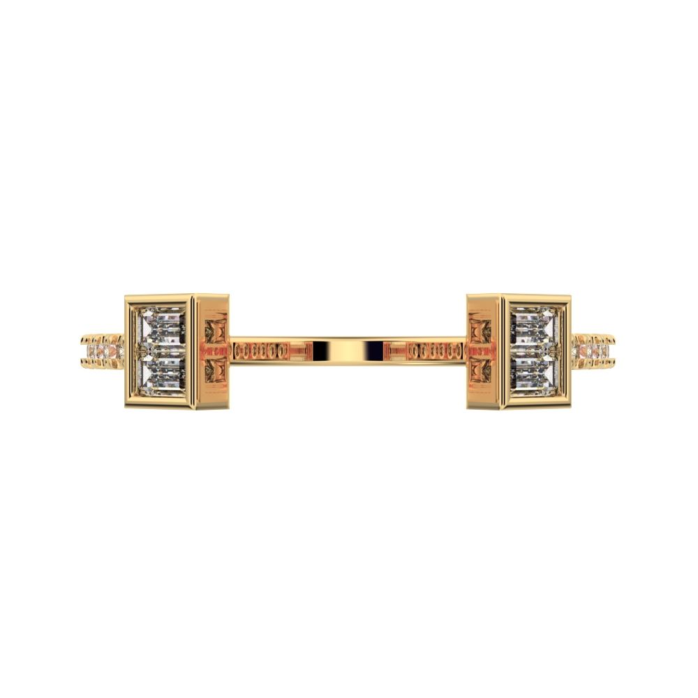 0.32Ct Baguette Cut Moissanite Minimalist adjustable Stackable square Light Toi et Moi 14K / 18K Solid Yellow Gold everyday wedding band