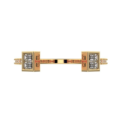 0.32Ct Baguette Cut Moissanite Minimalist adjustable Stackable square Light Toi et Moi 14K / 18K Solid Yellow Gold everyday wedding band