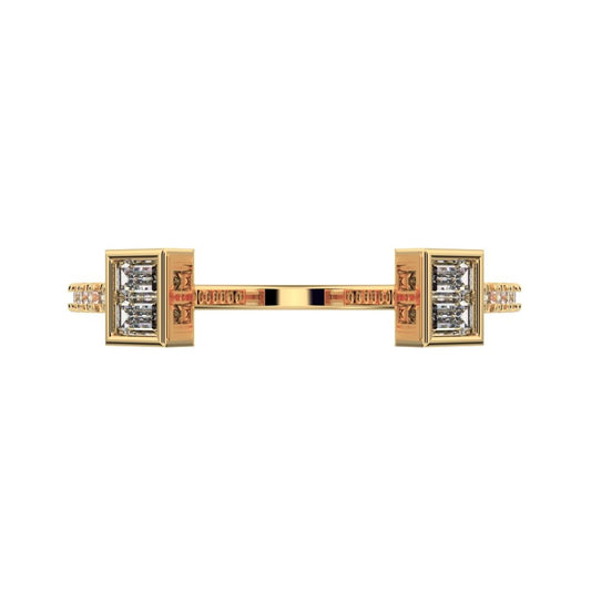 0.32Ct Baguette Cut Moissanite Minimalist adjustable Stackable square Light Toi et Moi 14K / 18K Solid Yellow Gold everyday wedding band