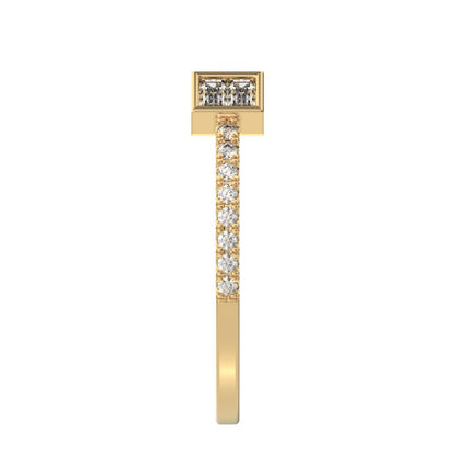 0.32Ct Baguette Cut Simulated Clear Diamond dainty adjustable Stackable square Toi et Moi 14K / 18K Solid Yellow Gold everyday wedding band