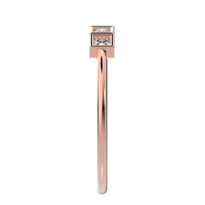 0.3 ct Princess Cut Simulated Clear Diamond dainty Stackable Minimalist bezel Half Eternity 14K / 18K Solid Rose Gold everyday wedding band