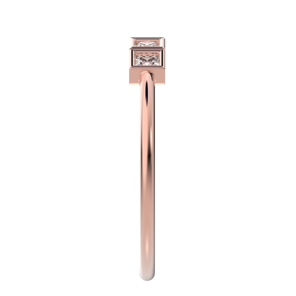 0.3 ct Princess Cut Moissanite dainty Stackable Minimalist bezel Half Eternity 14K / 18K Solid Rose Gold everyday wedding band