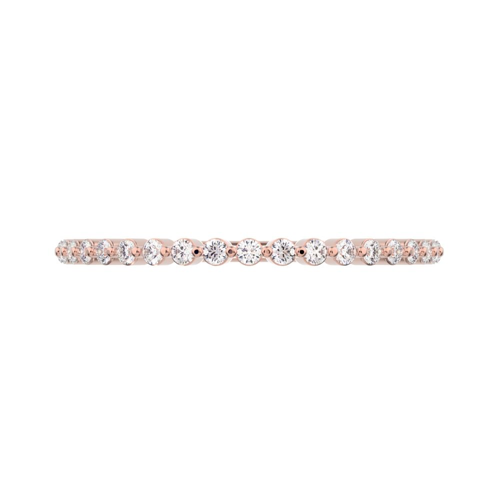 0.19 ct Round Cut Simulated Clear Diamond dainty Minimalist Stackable Arrow Half Eternity 14K / 18K Solid Rose Gold everyday wedding band