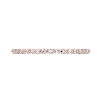 0.19 ct Round Cut Moissanite dainty Minimalist Stackable Arrow Half Eternity 14K / 18K Solid Rose Gold everyday wedding band