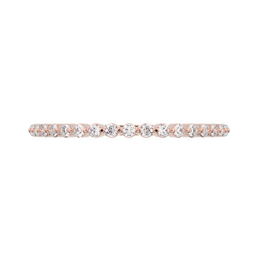 0.19 ct Round Cut Moissanite dainty Minimalist Stackable Arrow Half Eternity 14K / 18K Solid Rose Gold everyday wedding band