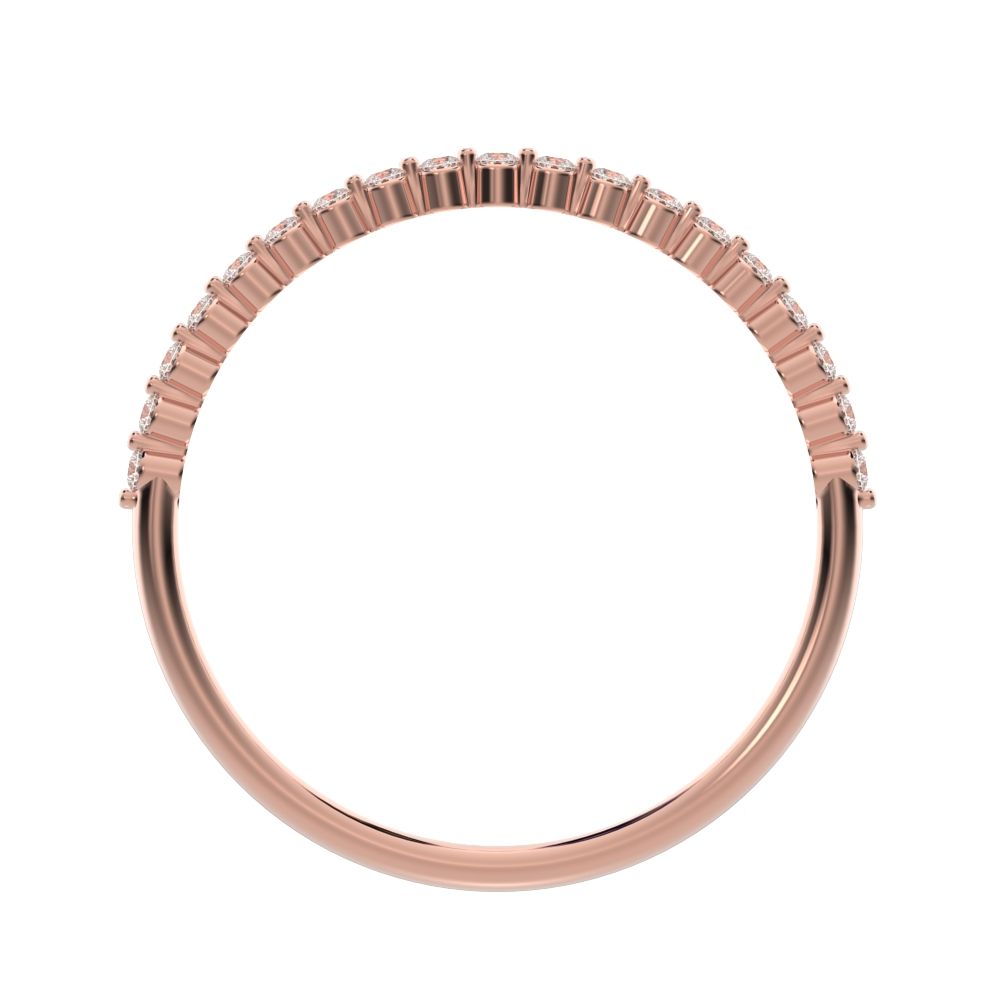 0.19 ct Round Cut Moissanite dainty Minimalist Stackable Arrow Half Eternity 14K / 18K Solid Rose Gold everyday wedding band