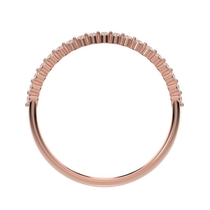 0.19 ct Round Cut Moissanite dainty Minimalist Stackable Arrow Half Eternity 14K / 18K Solid Rose Gold everyday wedding band