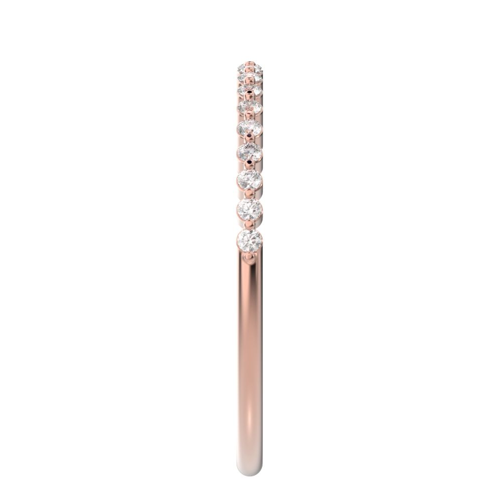 0.19 ct Round Cut Simulated Clear Diamond dainty Minimalist Stackable Arrow Half Eternity 14K / 18K Solid Rose Gold everyday wedding band