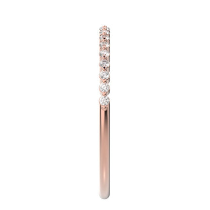0.19 ct Round Cut Moissanite dainty Minimalist Stackable Arrow Half Eternity 14K / 18K Solid Rose Gold everyday wedding band