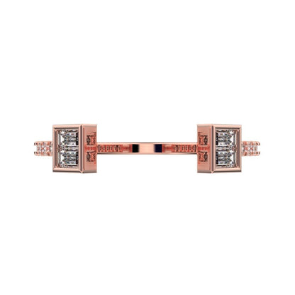 0.32Ct Baguette Cut Simulated Clear Diamond adjustable Stackable square Light Toi et Moi 14K / 18K Solid Rose Gold everyday wedding band