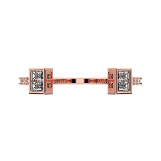 0.32Ct Baguette Cut Moissanite Minimalist adjustable Stackable square Light Toi et Moi 14K / 18K Solid Rose Gold everyday wedding band